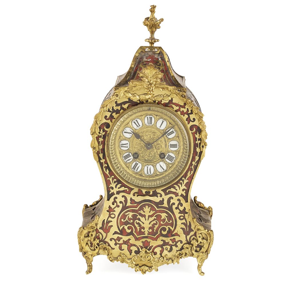 Appraisal: YFRENCH LOUIS XV STYLE BOULLE MANTEL CLOCK TH CENTURY of