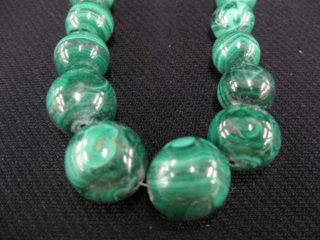 Appraisal: Malachite Bead Necklace graduated beads '' long