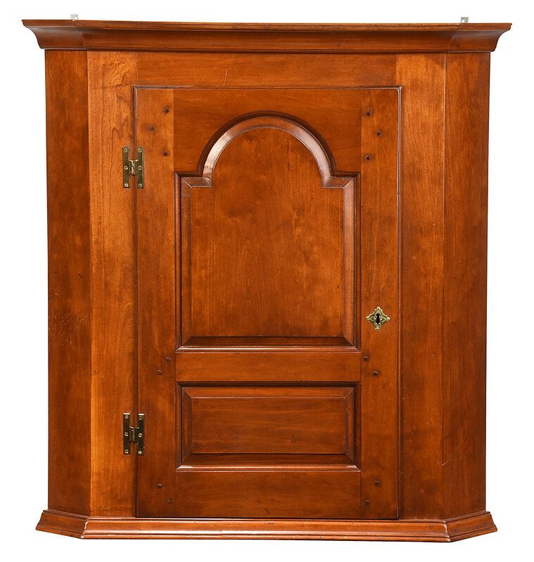 Appraisal: Chippendale Style Cherry Hanging Corner Cupboard modern figured cherry with