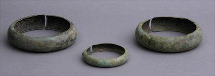 Appraisal: THREE PERSIAN SHEET BRONZE BRACELETS to in Provenance Property from