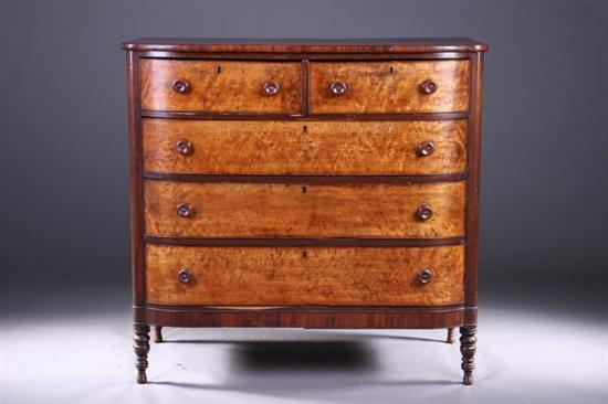 Appraisal: LATE FEDERAL NEW ENGLAND MAPLE BOWFRONT CHEST OF DRAWERS Circa