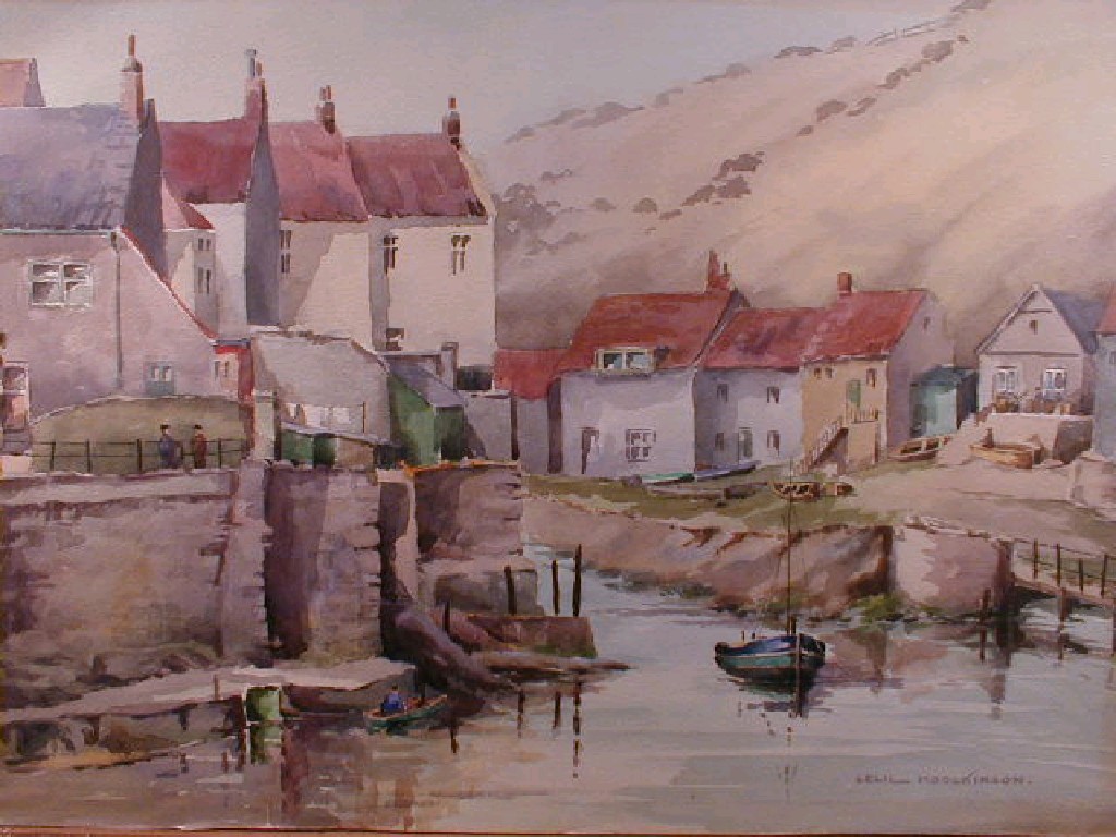 Appraisal: Cecil Hodgkinson - A view of Staithes North Yorkshire watercolour