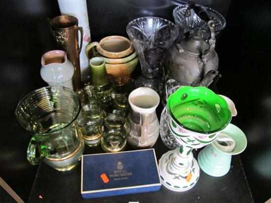 Appraisal: ONE SHELF INCL LUSTRE VASE NO LUSTRES GLASS CRYSTAL ETC