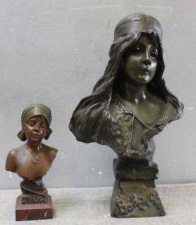 Appraisal: VILLANIS Emmanuel Bronze Busts Bohemienne Nerina Both signed and inscribed