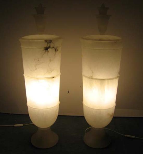 Appraisal: Pair Roberto Chiti Volterra Italy Alabaster Lamps Pair alabaster lamps