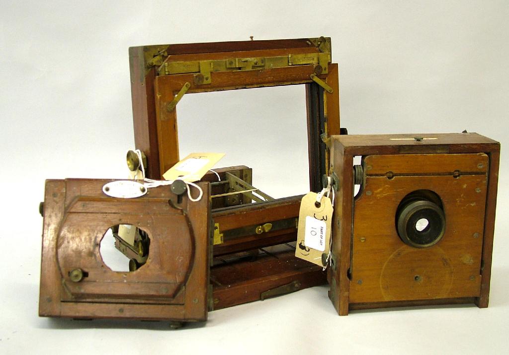 Appraisal: Three incomplete cameras part of a brass bound Instantograph camera