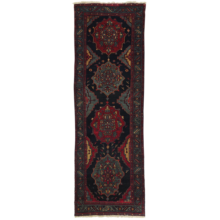 Appraisal: Persian Mood runner c medallions in red and blue on