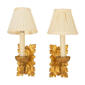 Appraisal: A Pair of Gilt Bronze Single-Light Sconces th Century Height