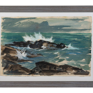 Appraisal: Leonard DeLonga American - Waves Along the Shore watercolor signed