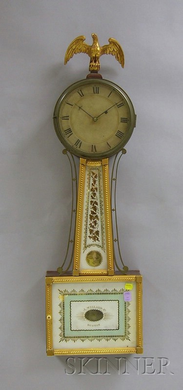 Appraisal: Mahogany Patent Timepiece or Banjo Clock lower glass marked A