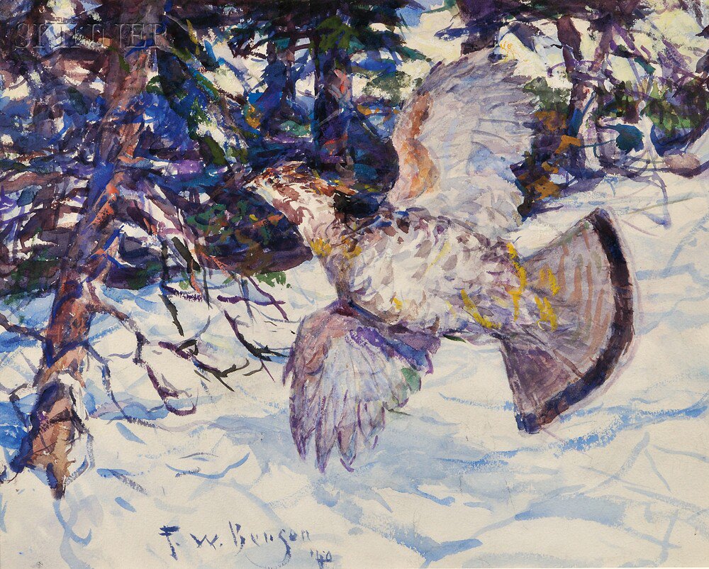 Appraisal: Frank Weston Benson American - Ruffled Grouse Winter Signed and