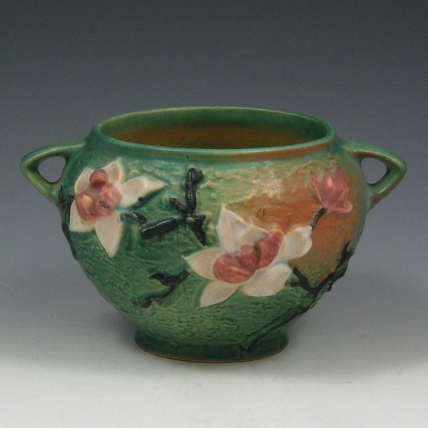 Appraisal: Roseville green Magnolia jardiniere Marked Roseville USA - Bruise to