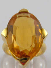 Appraisal: A carat gold citrine ring the citrine measuring approx x