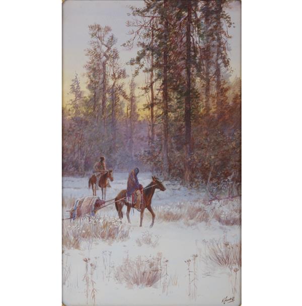 Appraisal: Victor Casenelli American - Native American Figures on Horsebackwatercolor on