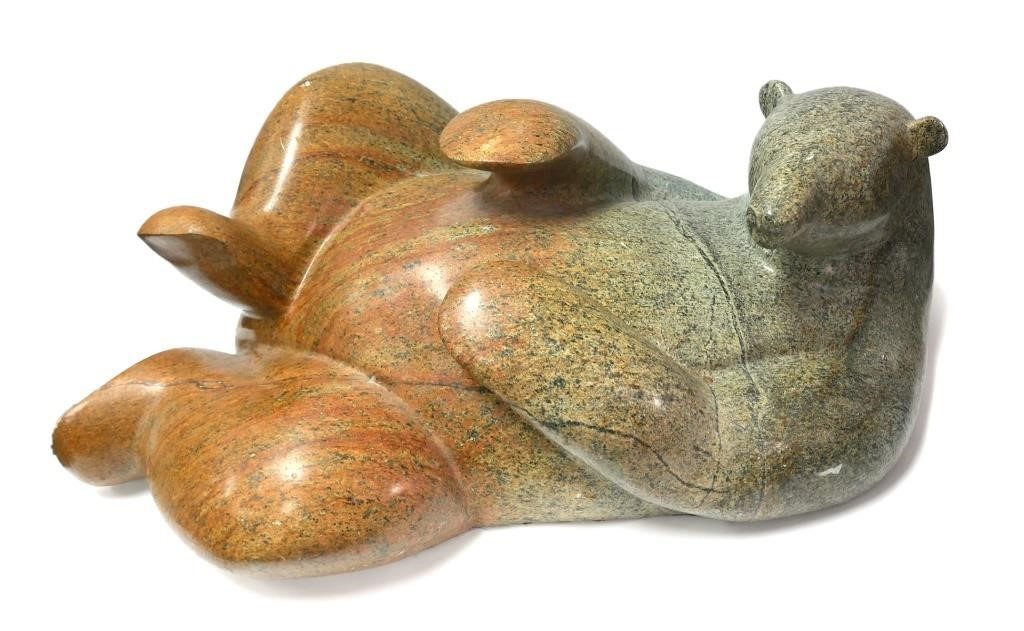 Appraisal: Massive Native American Inuit soapstone figural reclining polar bear carving