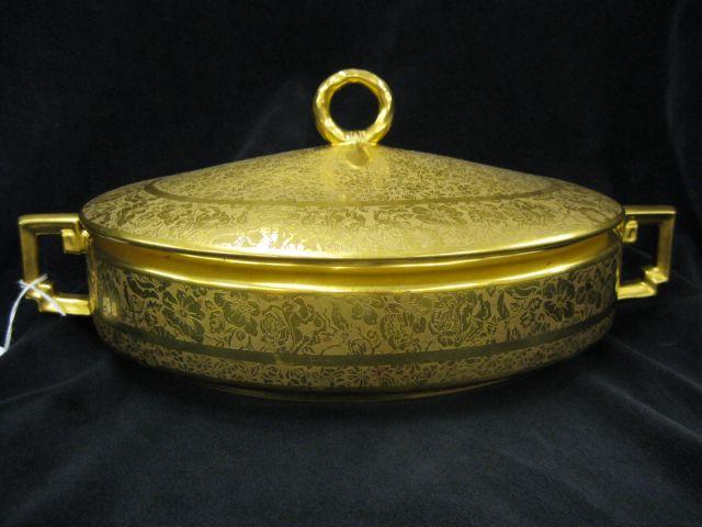 Appraisal: Heinrich Bavarian Gold Encrusted Server fine porcelain with overall decoration