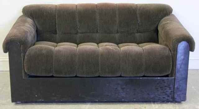 Appraisal: Midcentury Lacquered and Upholstered Loveseat Possibly Italian From an East