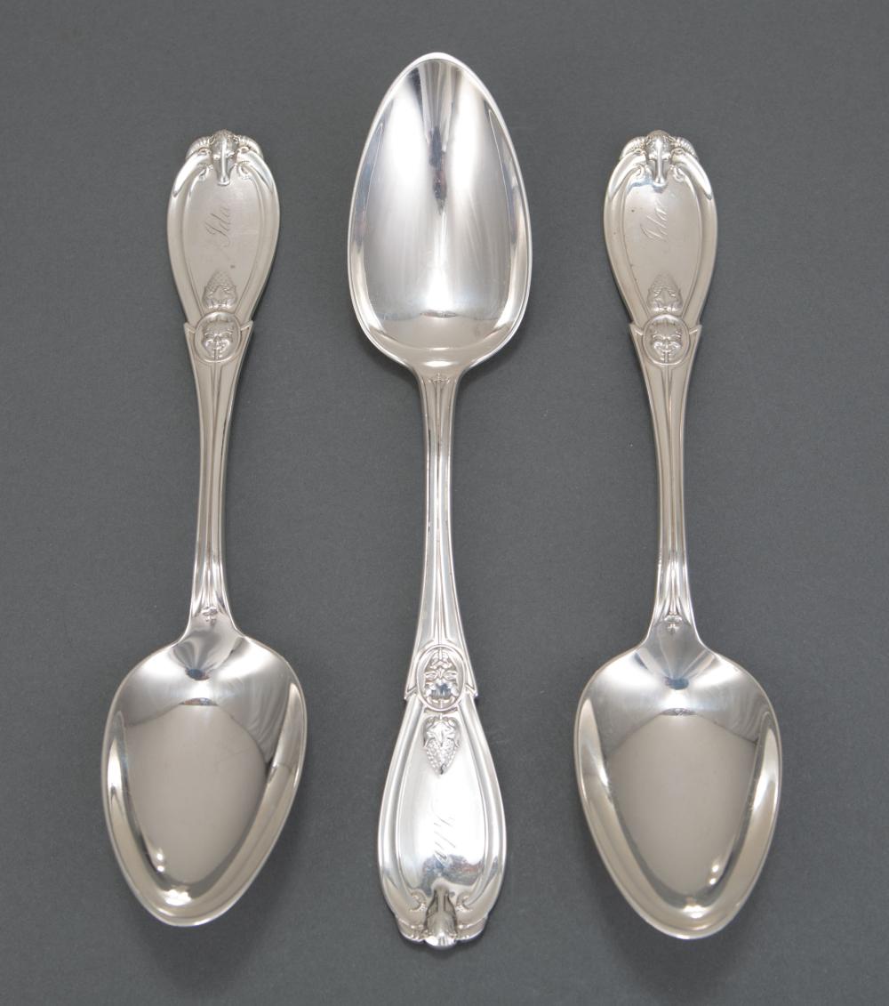 Appraisal: Nine Henry Hebbard Grecian Pattern Sterling Silver Tablespoons ret Tiffany