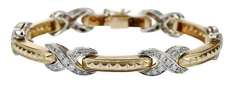 Appraisal: kt Diamond Bracelet X design round brilliant diamonds estimated total