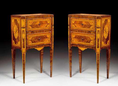 Appraisal: PAIR OF SMALL CHESTS OF DRAWERS Louis XVI Naples circa