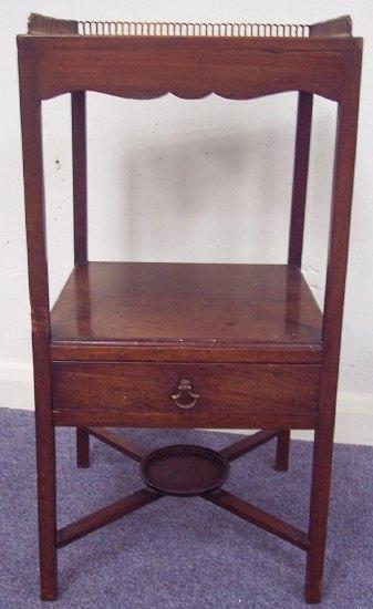 Appraisal: A th Century square washstand with three-quarter gallery fitted a