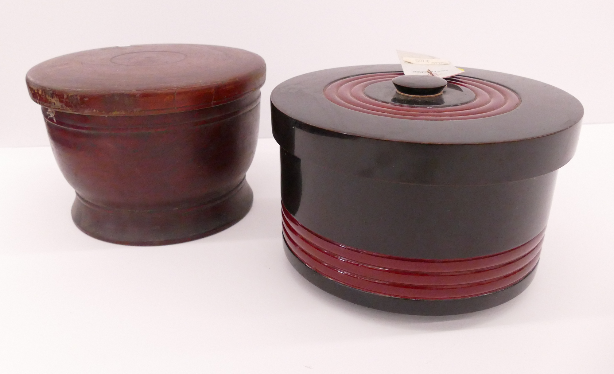 Appraisal: pc Old Japanese Lacquered Covered Boxes- '' wide