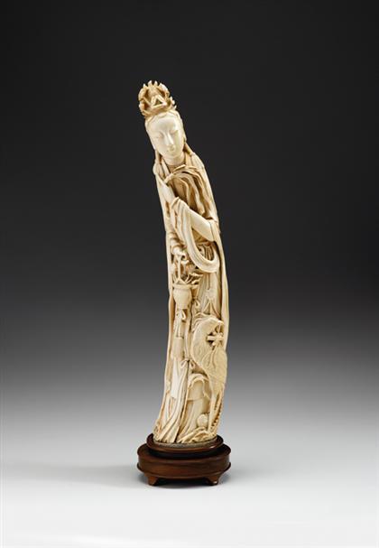 Appraisal: Monumental Chinese elephant ivory Quanyin figure early th century Of