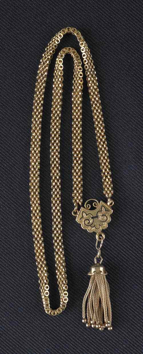 Appraisal: K yellow gold Victorian necklace with black enamel and a