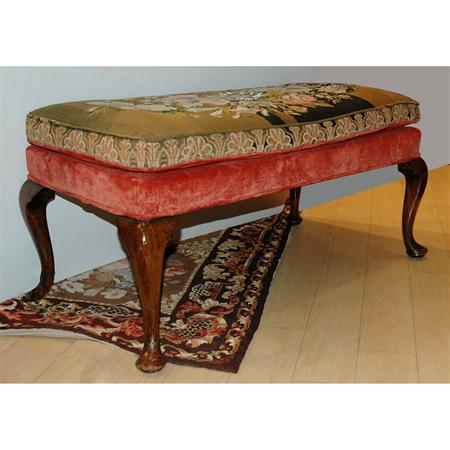 Appraisal: Queen Anne Style Needlepoint Upholstered Bench Estimate -