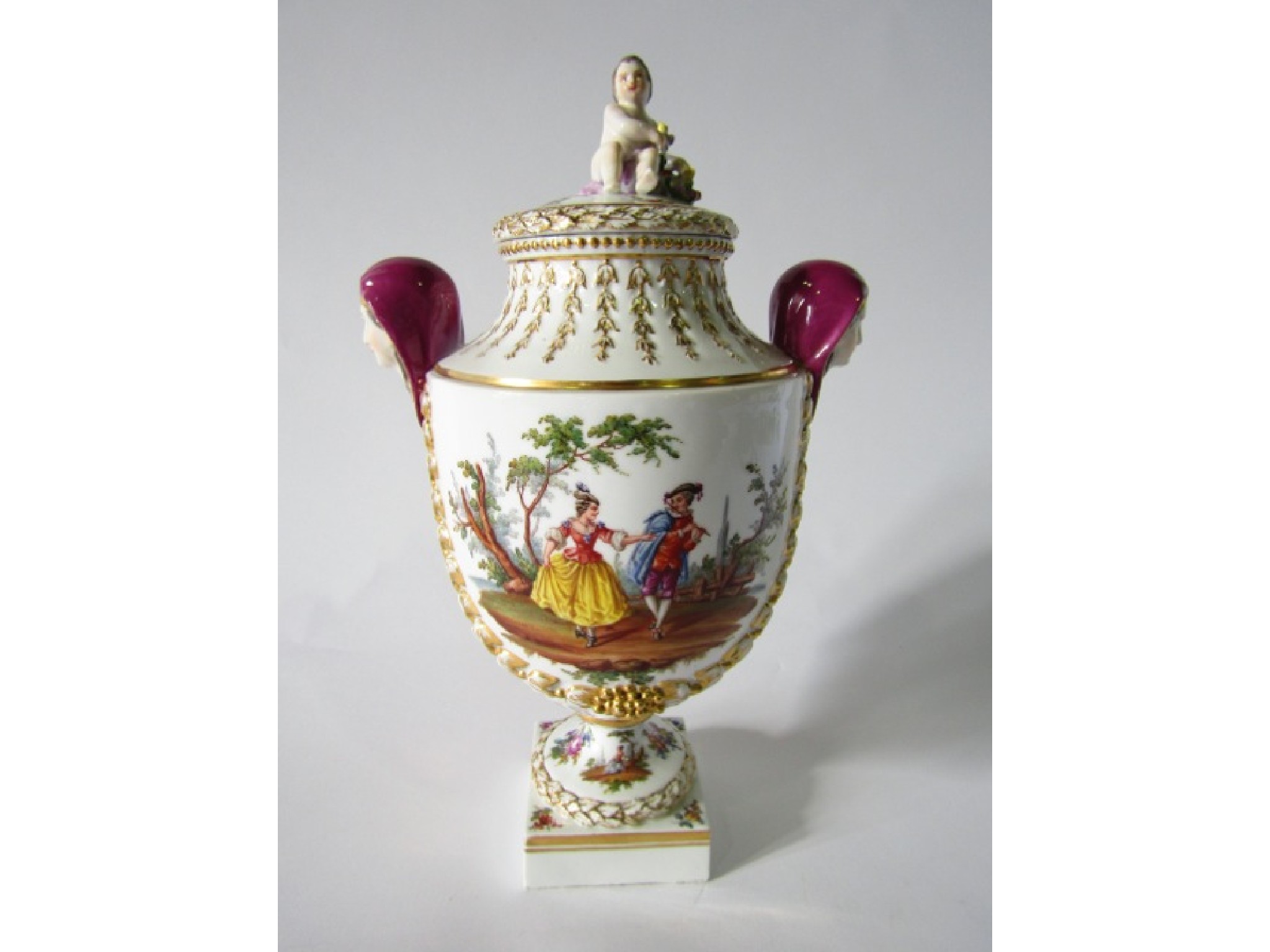 Appraisal: A good quality th century Dresden two-handled vase and cover