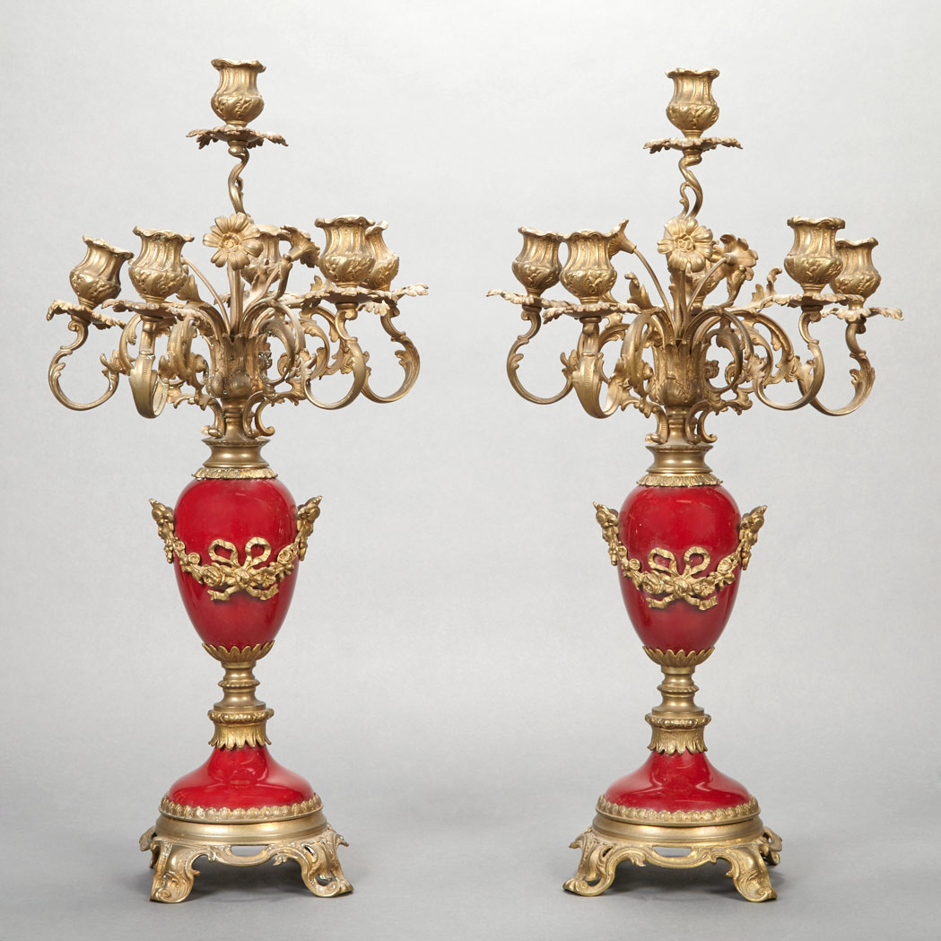 Appraisal: Pair of Transitional Louis XV XVI Style Gilt-Metal Mounted Glazed