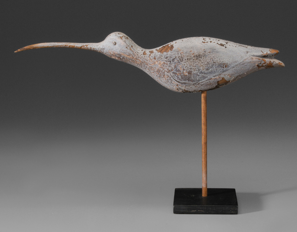 Appraisal: Carved and Painted Shorebird early th century well-carved original gray