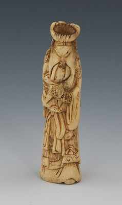 Appraisal: A Carved Staghorn Netsuke of a Figure Edo Period Carved