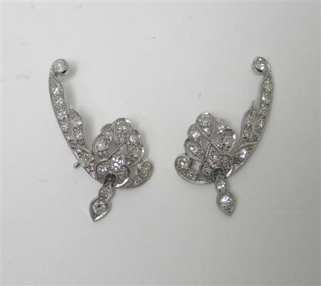 Appraisal: A pair of early th century diamond pendant earrings each