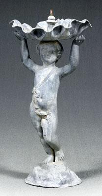 Appraisal: Figural lead fountain in form of putti holding up shell-form