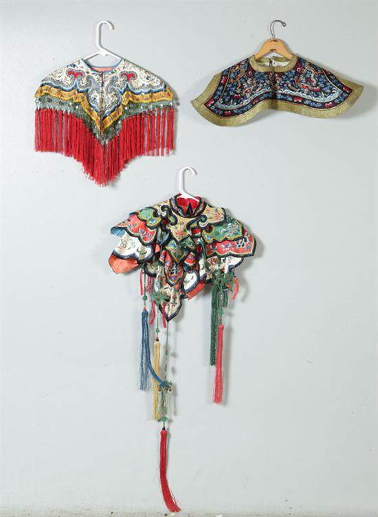 Appraisal: THREE NECKPIECES China late th-early th century silk and metallic