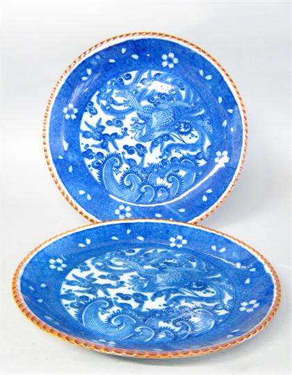 Appraisal: Pair of large Japanese blue and white Arita chargers late