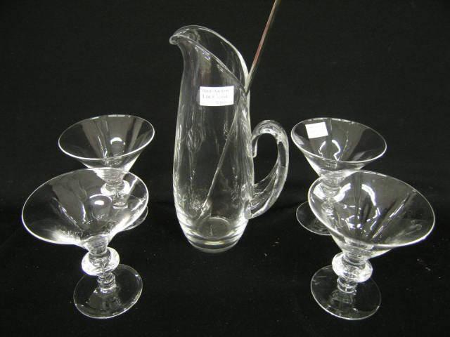 Appraisal: Steuben Crystal Martini Set pitcher with glasses and even a