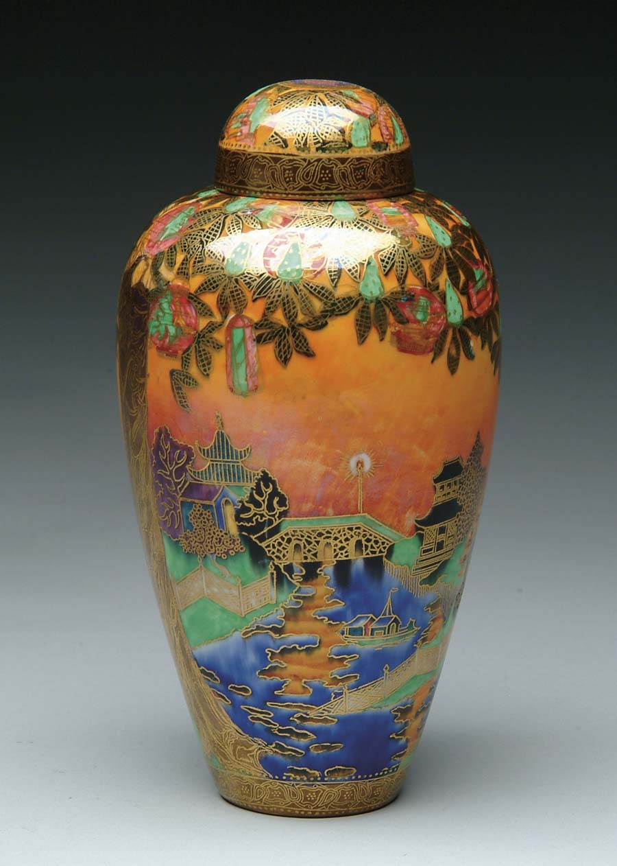 Appraisal: WEDGWOOD FAIRYLAND LUSTRE MALFREY POT Wonderful covered jar is done