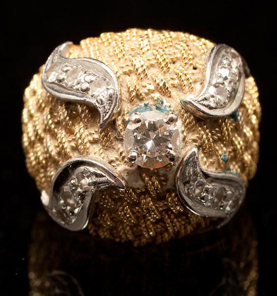 Appraisal: Italian K yellow gold and diamond ring marked TOLIRO size