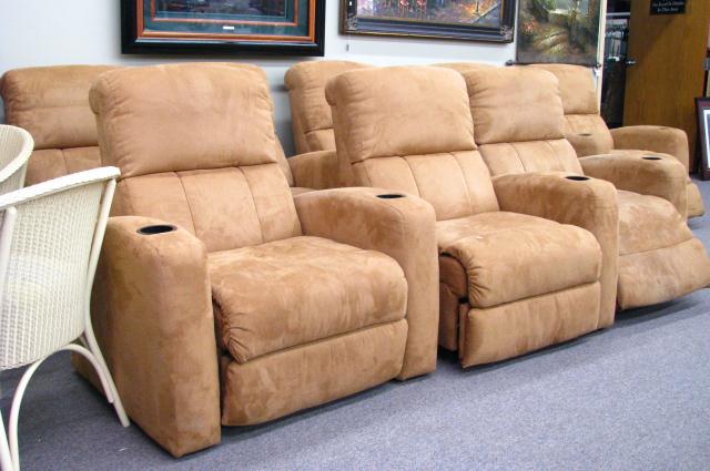 Appraisal: Eight Piece Group Home Theatre Seating wheat color micro fiber