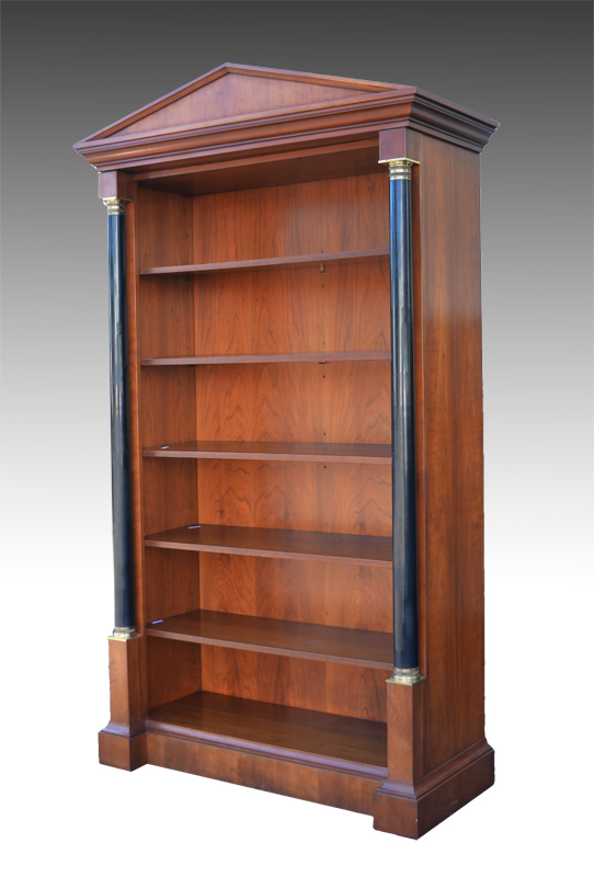 Appraisal: BIEDERMEIER STYLE BOOKCASE BY BAKER FURNITURE Architectural pediment ebonized full