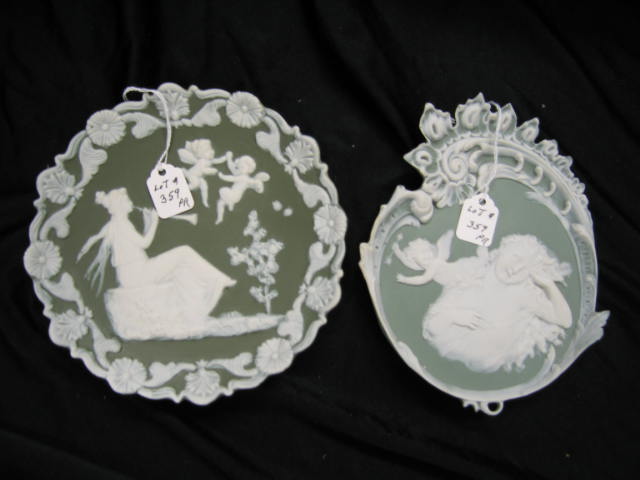 Appraisal: German Jasperware Plaques maiden cherub decor