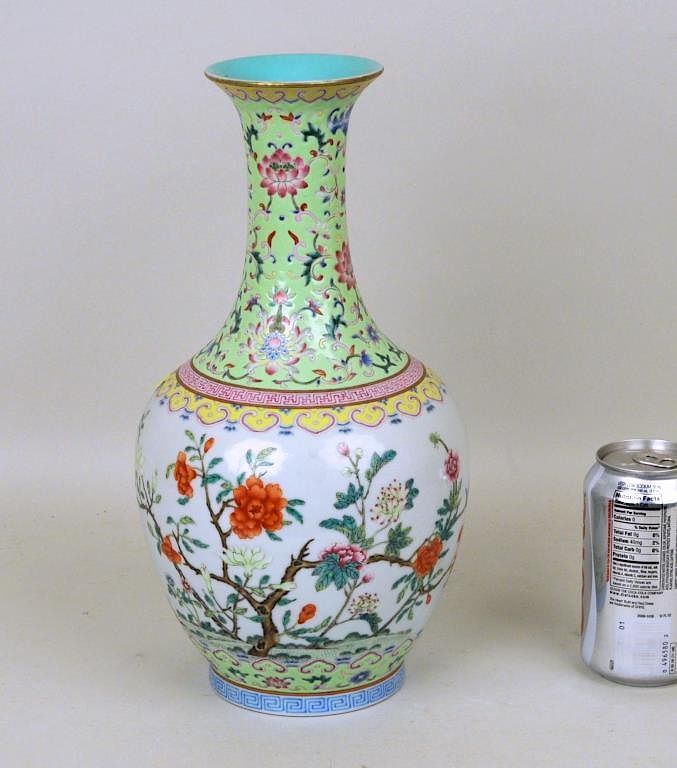 Appraisal: Chinese Porcelain Famille Rose Bottle Vase Chinese porcelain famille rose