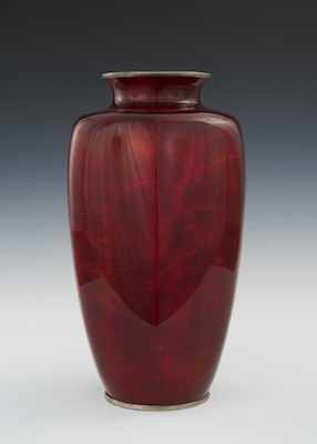 Appraisal: A Tomei Shippo Red Enamel Vase th Century Hexagonal vase