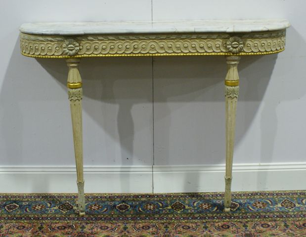 Appraisal: A Louis XVI style painted console table cm wide cm