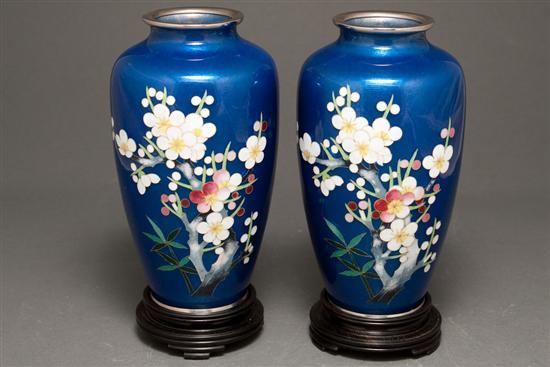 Appraisal: Pair of Japanese cloisonne vases late th century probably on