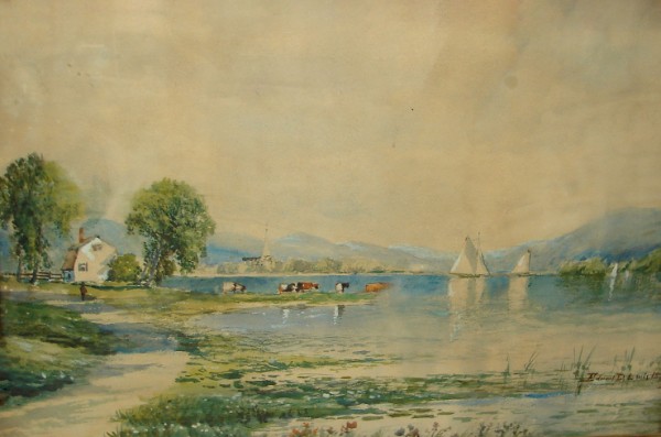 Appraisal: Landscape watercolor x sight SLR Edmund D Lewis Artist American