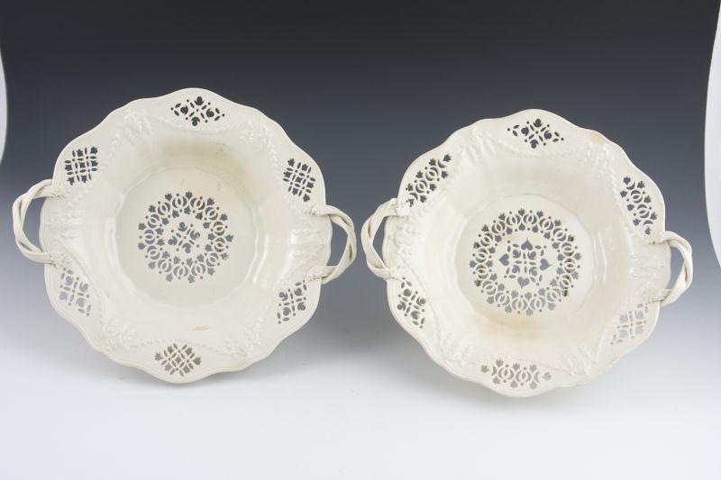 Appraisal: Pair of Leeds Pottery Cress Dishes England late th c