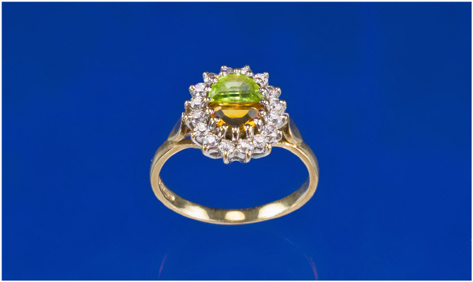 Appraisal: ct Gold Dress Ring Central Peridot And Citrine Stones Surrounded